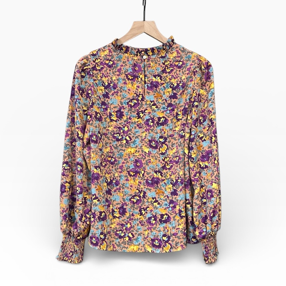 Jodifl Can't Change Purple Ditsy Floral Long Sleeve Feminine Blouse Size Small - Picture 2 of 12